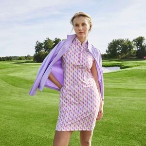 Daily Sports Perugia Geometric Pink Print Sleeveless Golf Dress size M EUC